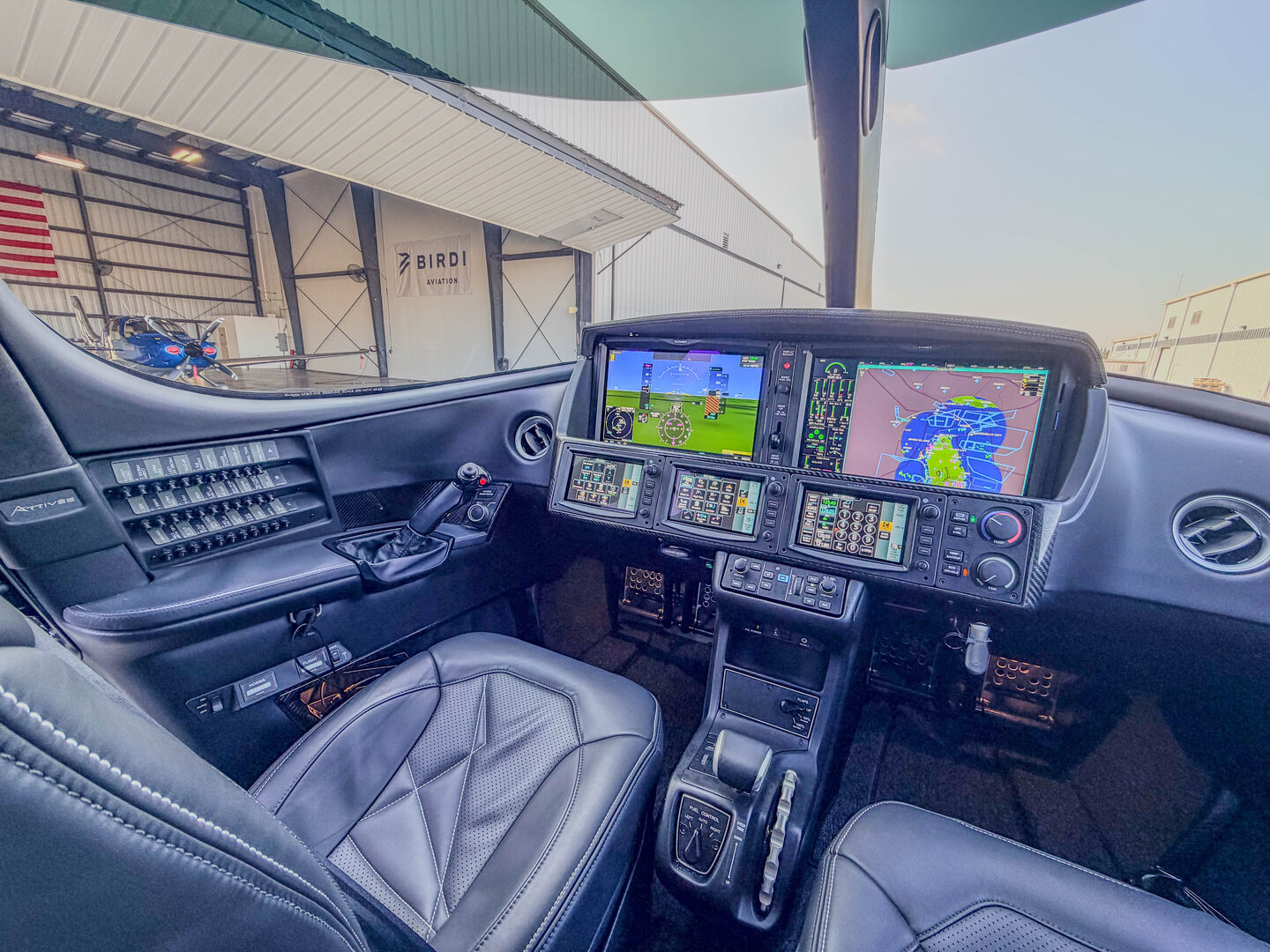 Modern glass cockpit aboard a Birdi Air aircraft