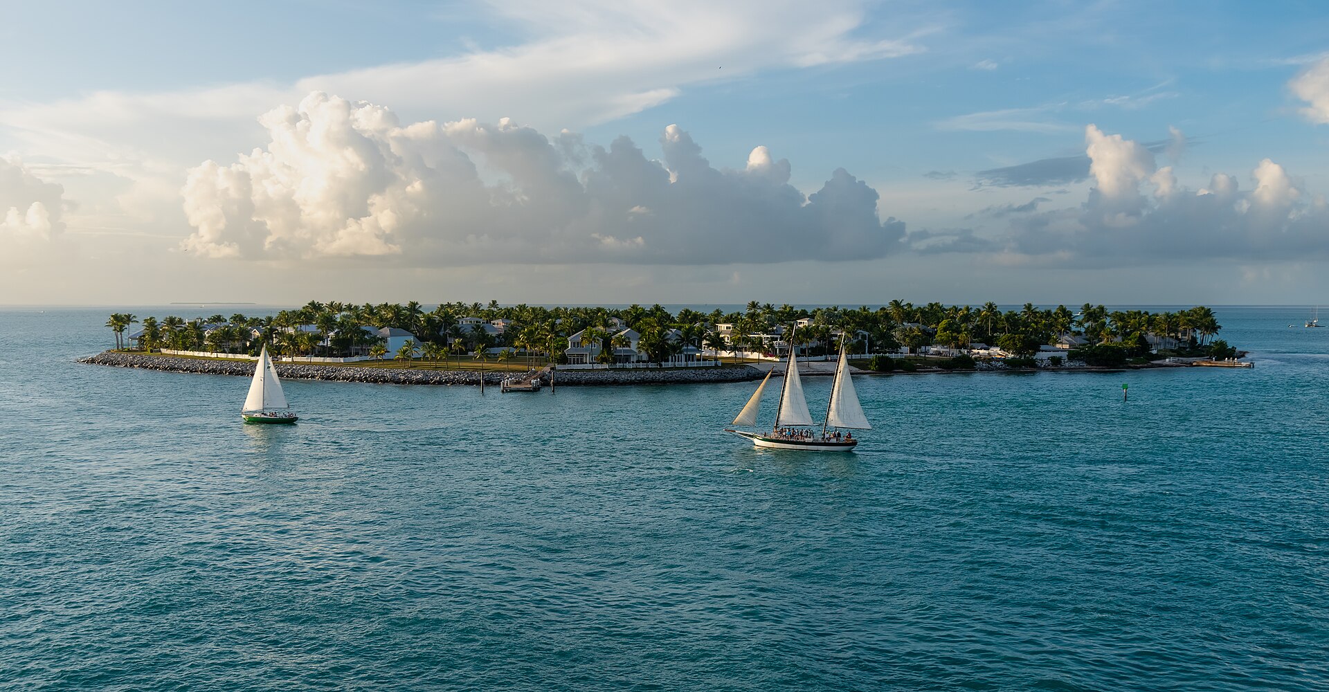 Sailboats crossing the turquoise water off Key West