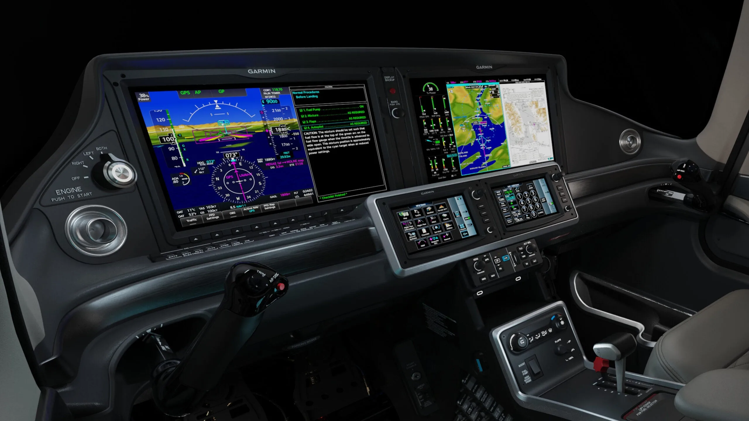 Vision Jet cabin with seats and tray tables
